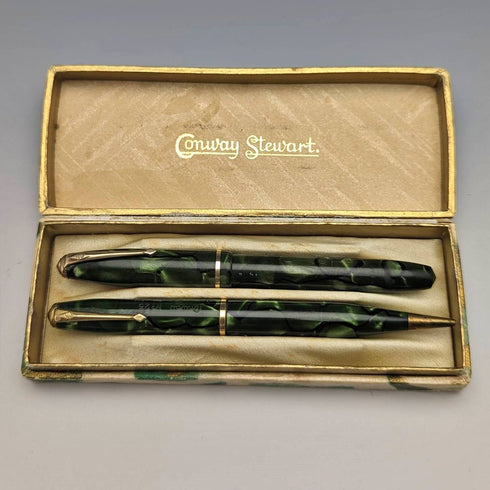 British Vintage Conway Stewart DINKIE550 Fountain Pen No25 Pencil Set BOX